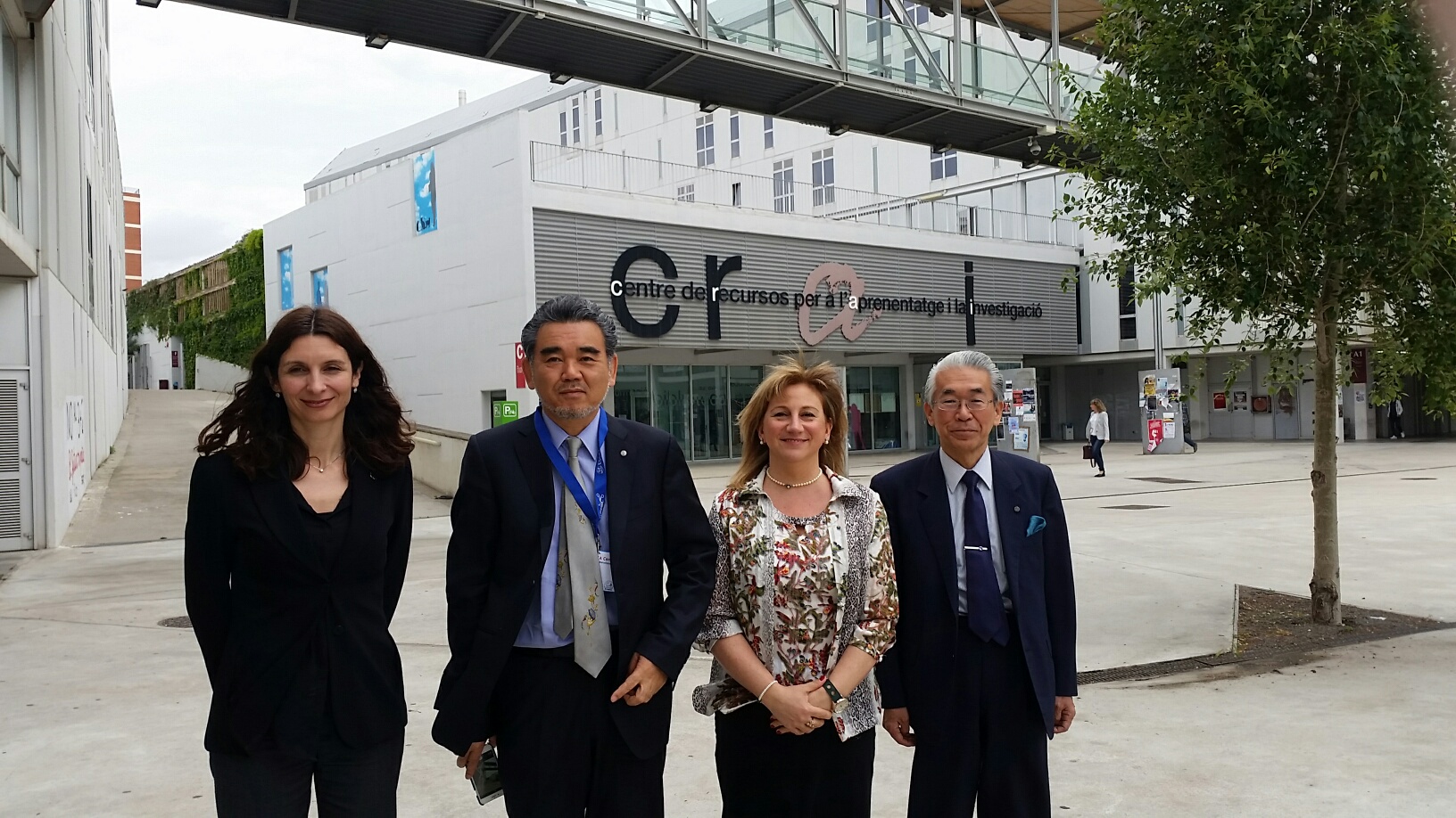 Left to right: Marina Casals, head of the International Center, Mitsuo Ochi, Rector of HU, Mar Gutiérrez-Colon, Vice-Rector of the URV and Toshiyuki Sat, Vice-President of HU. 