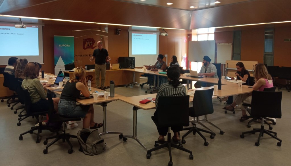 Students of the University of East Anglia at the introductory session on Catalonia's history and language