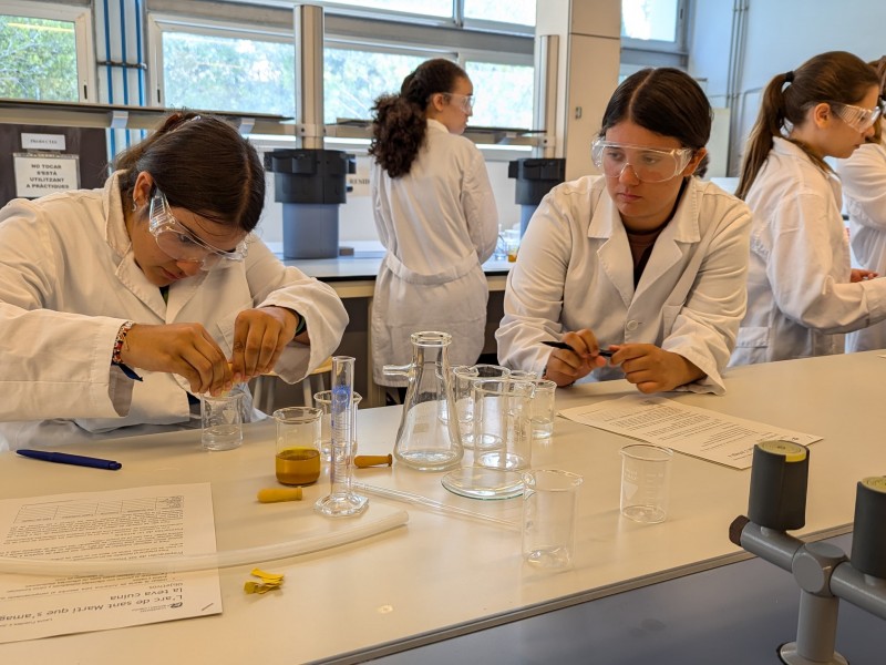 Un grup d'alumnes al programa "Experimentem amb la química".